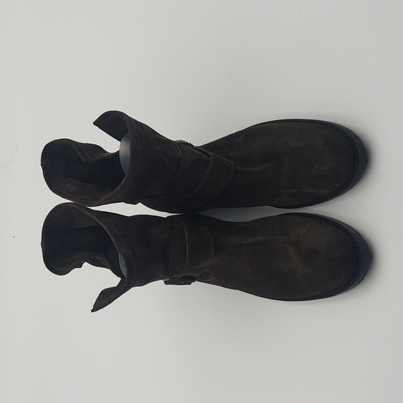 Frye Suede Slouch Ankle Boots Natalie Short Engineer Green Moto Boho Grunge 6 - Picture 4 of 12